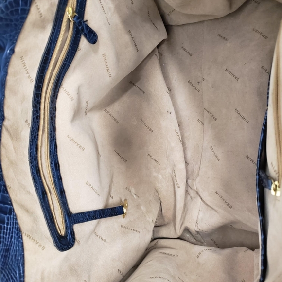 BRAHMIN Duxbury Weekender Leather Travel Bag Blue Melbourne - Picture 10 of 16